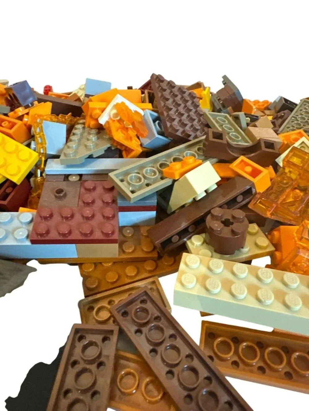 Mixed Lego Pieces In Brown Orange Yellow & Light Gray Tones Bulk Lot Building